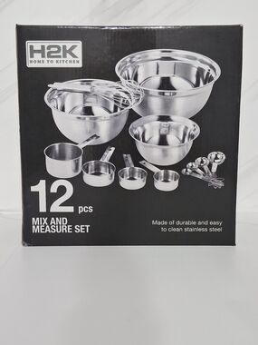 Brand NEW Stainless Steel 12-Piece Mix & Measure Set - Silver